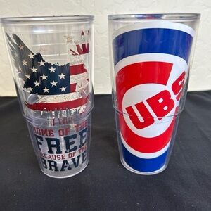 MLB Tervis Chicago Cubs & Home Of The Free 24oz Classic Tumblers No Lid Lot Of 2